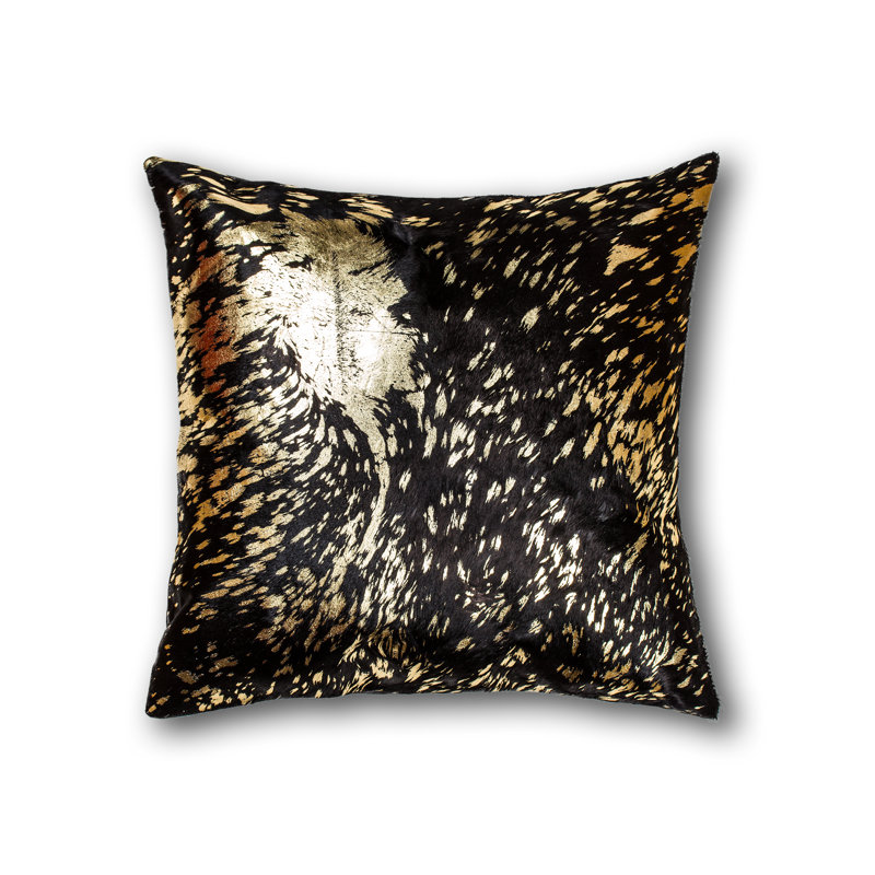 18"x18" Torino Kobe Cowhide - Pillow, Chocolate/Gold