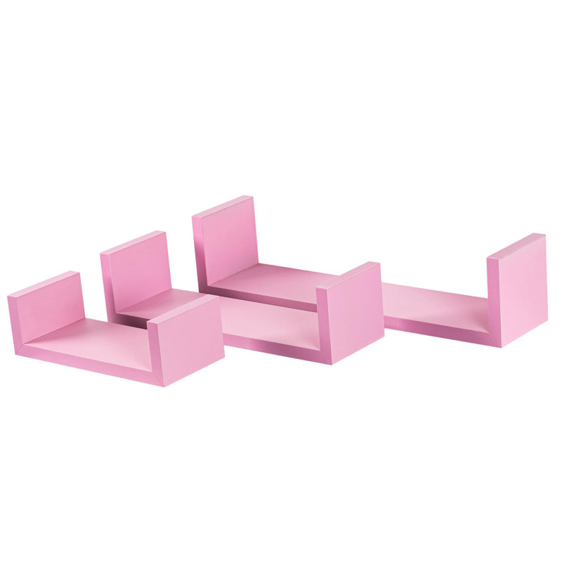 Harbour Housewares - Modern U Shaped Floating Wall Shelves - 42cm, Pink