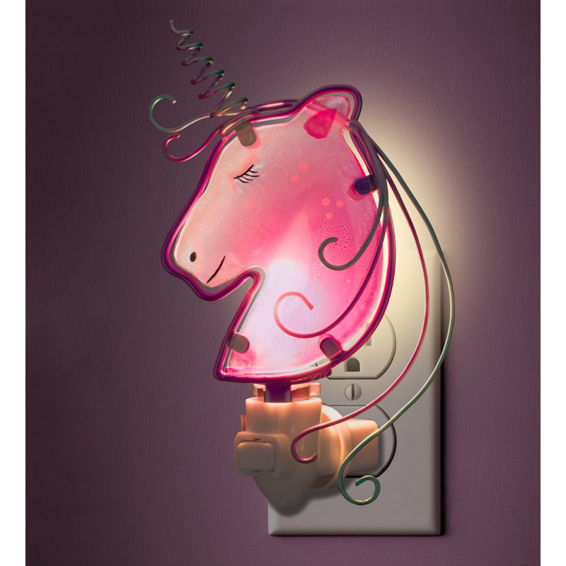 Veilleuse rotative à motif floral et verre Luster, Licorne
