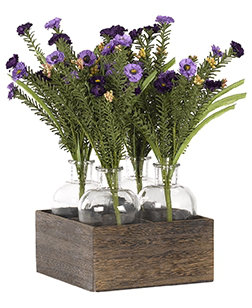 Wildflower Floral Arrangement in Glass Jar in Wooden Crate
