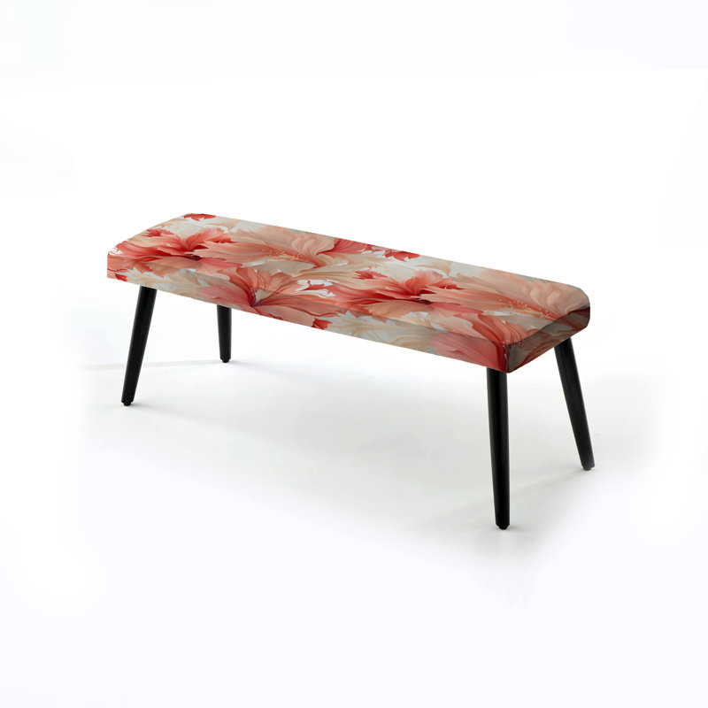 Banc tropical rembourré noir, Tropical Whisper Tropical Pattern