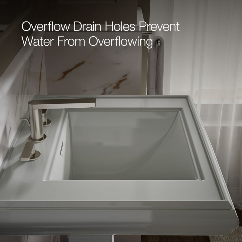 Memoirs® Rectangular Pedestal Bathroom Sink with Overflow, Ice Gray, 8'' Centers