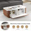 Coffee Table, Stone‑Effect Marble Top with Hidden Storage-1390333308