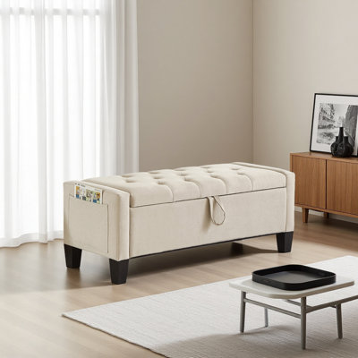 Ottoman With Storage, Storage Ottoman Bench With Safety Hinge 350 Lbs Weight, Upholstered Entryway Bench With Seating For Bedroom