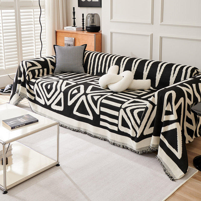 Housse pour canapé modulaire Boho Chenille, H 71 po x l 118 po x P 0,1 po, Noir