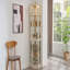 Vitrine d'angle vitrée avec vitrine d'angle lumineuse, vitrine avec éclairage (inclus), armoire à vin, armoire à vin avec tablettes réglables en verre, décoration sculptée, blanc (inclus)