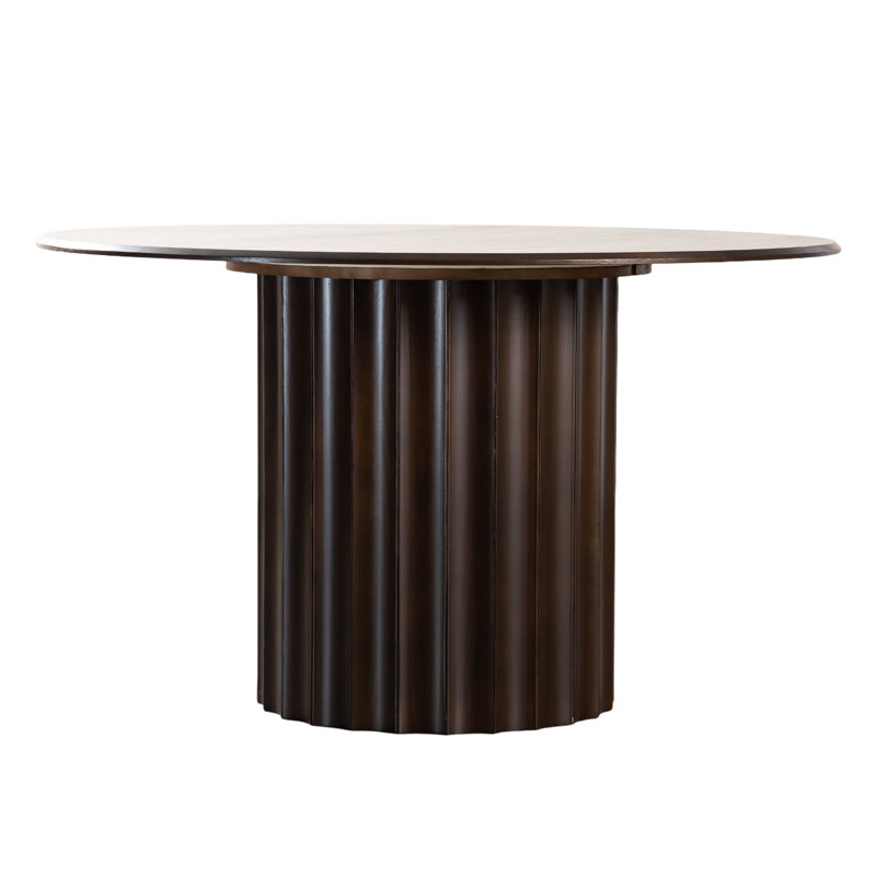 Solid Wood Dining Table Round Pedestal Kitchen Table, Walnut, 30”H x 46”L x 46”W