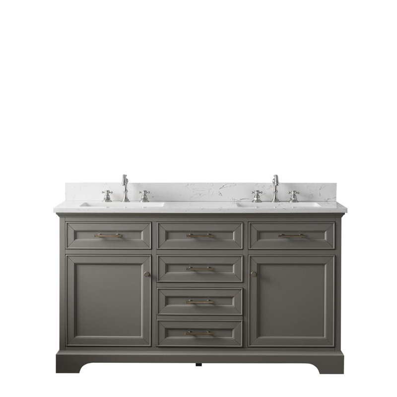 Thompson 60" W Double Vanity, Gray/Brushed Nickel