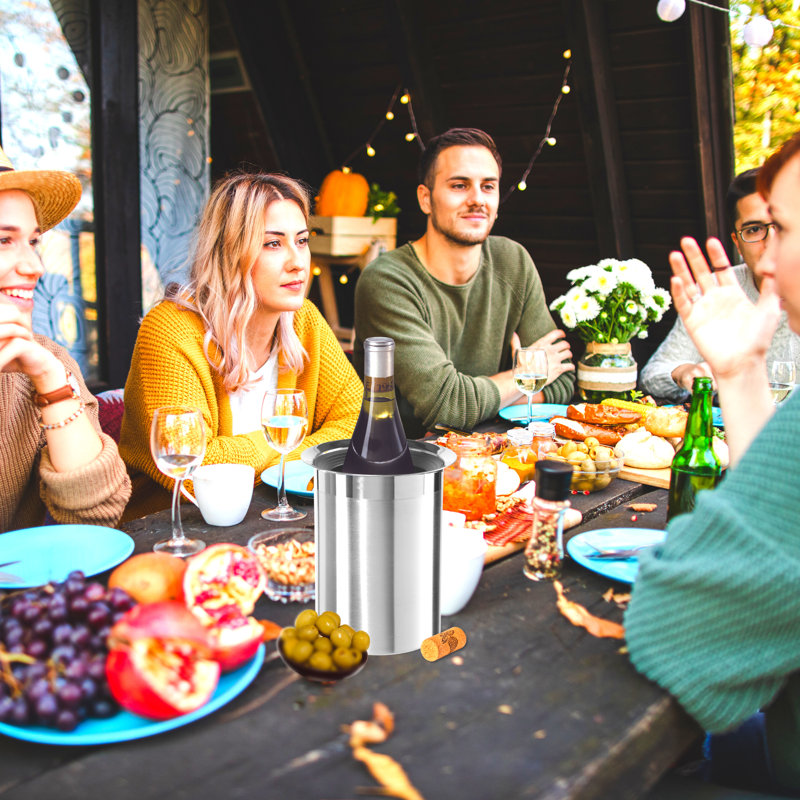 Stainless Steel Iceless Wine Chiller with Removable Inserts