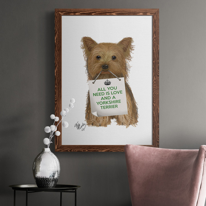 «Bunkerville Love and Yorkshire Terrier», reproduction d'un seul cadre photo sur toile, Cadre érable