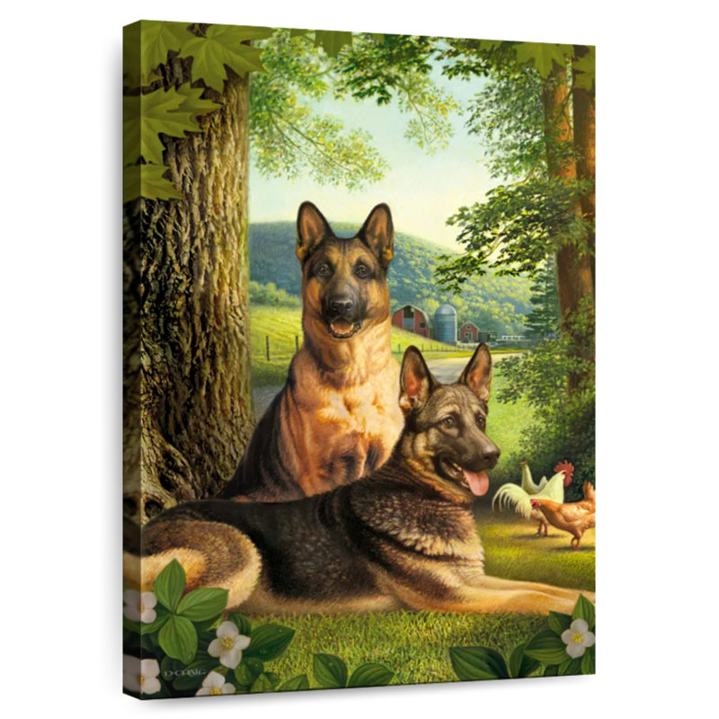 Brampt German Shepherds And Chickens, 24" H x 16" W