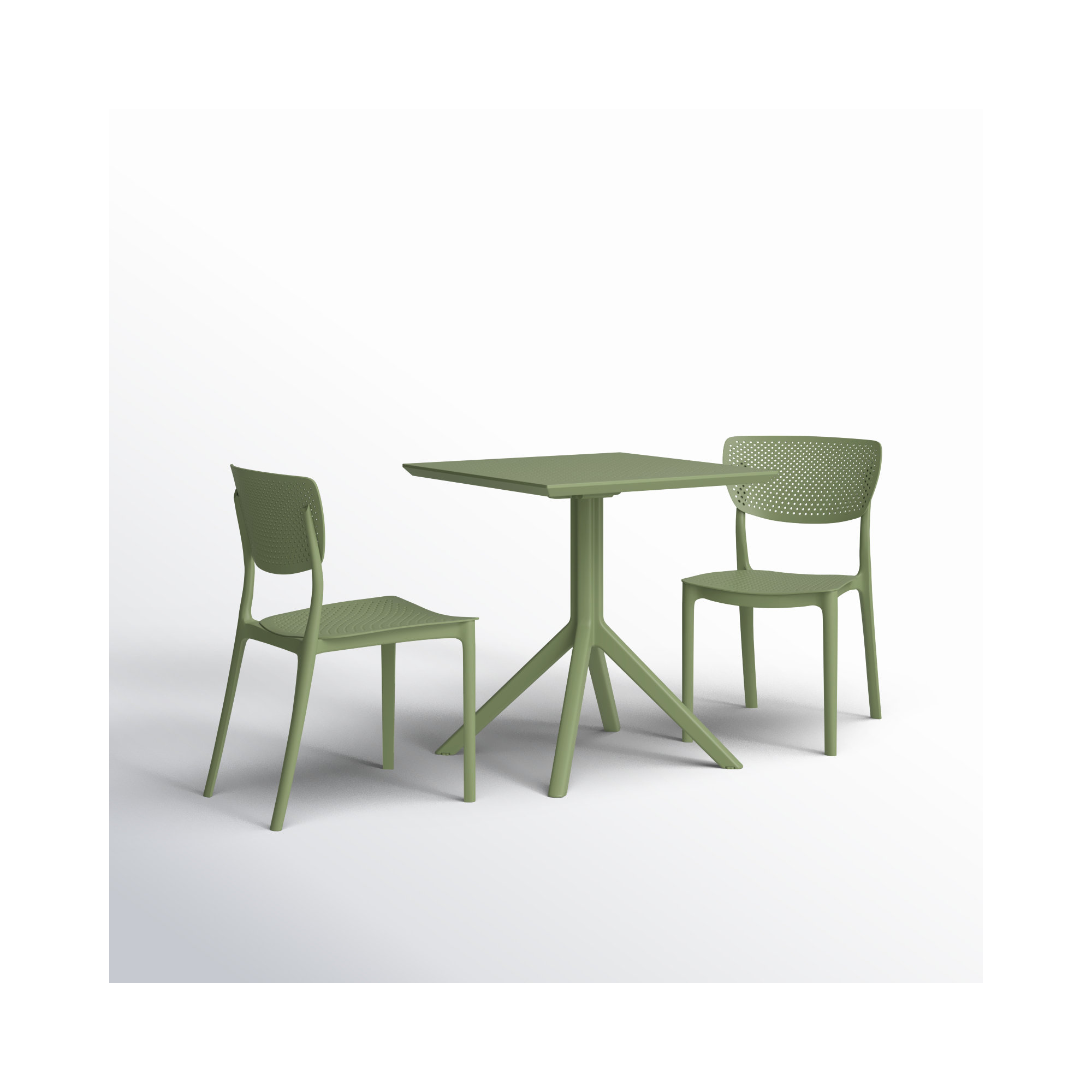Farrah 31" Square 2-Person Bistro Set, Olive Green, 27.5" D x 27.5" W x 29.5" H