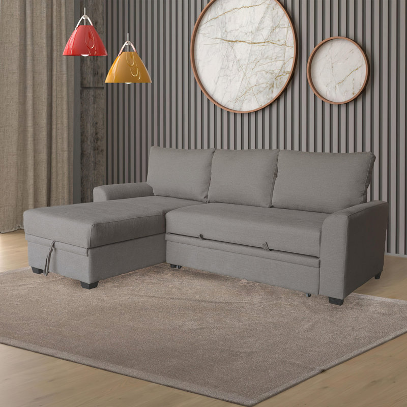 Canapé-lit modulaire en flanelle de tissu, Brun