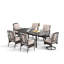 Ensemble repas extensible pour 6 personnes avec 2 chaises pivotantes et coussins