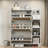 Bohemia Style Shoe Cabinet With 3 Rattan Flip Drawers, 3 Square Shelves And 1 Storage Drawer And Key Hooks-1441309623