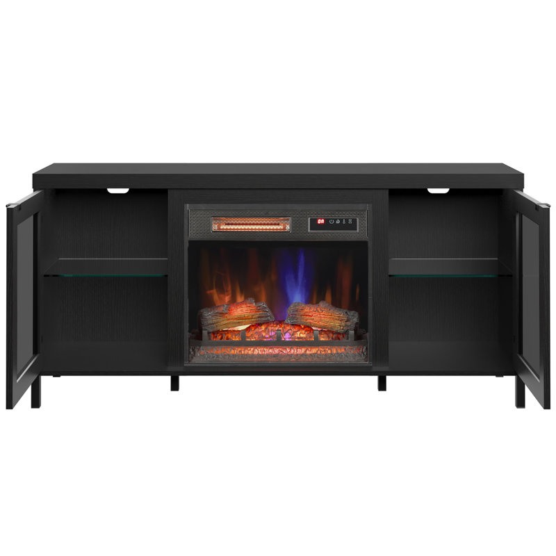 Meuble télé avec foyer et lumières DEL modernes duraflame®, noir