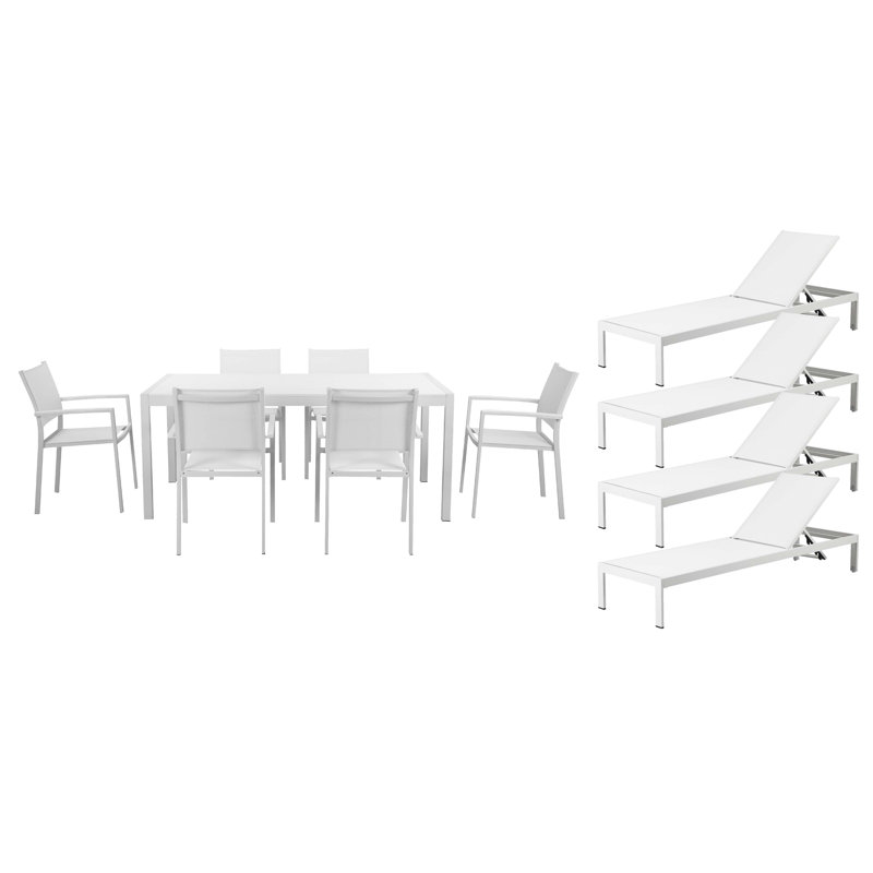 Aynura 11 Piece Patio Dining Set, White