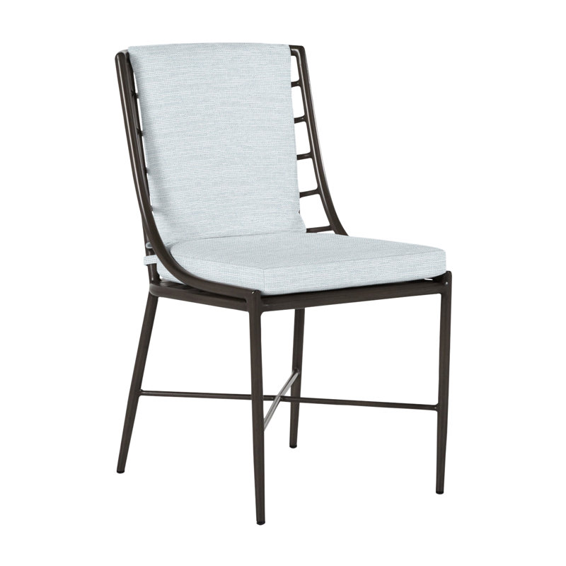 Carmel Patio Dining Side Chair with Cushions, No Welt, Paper Sky