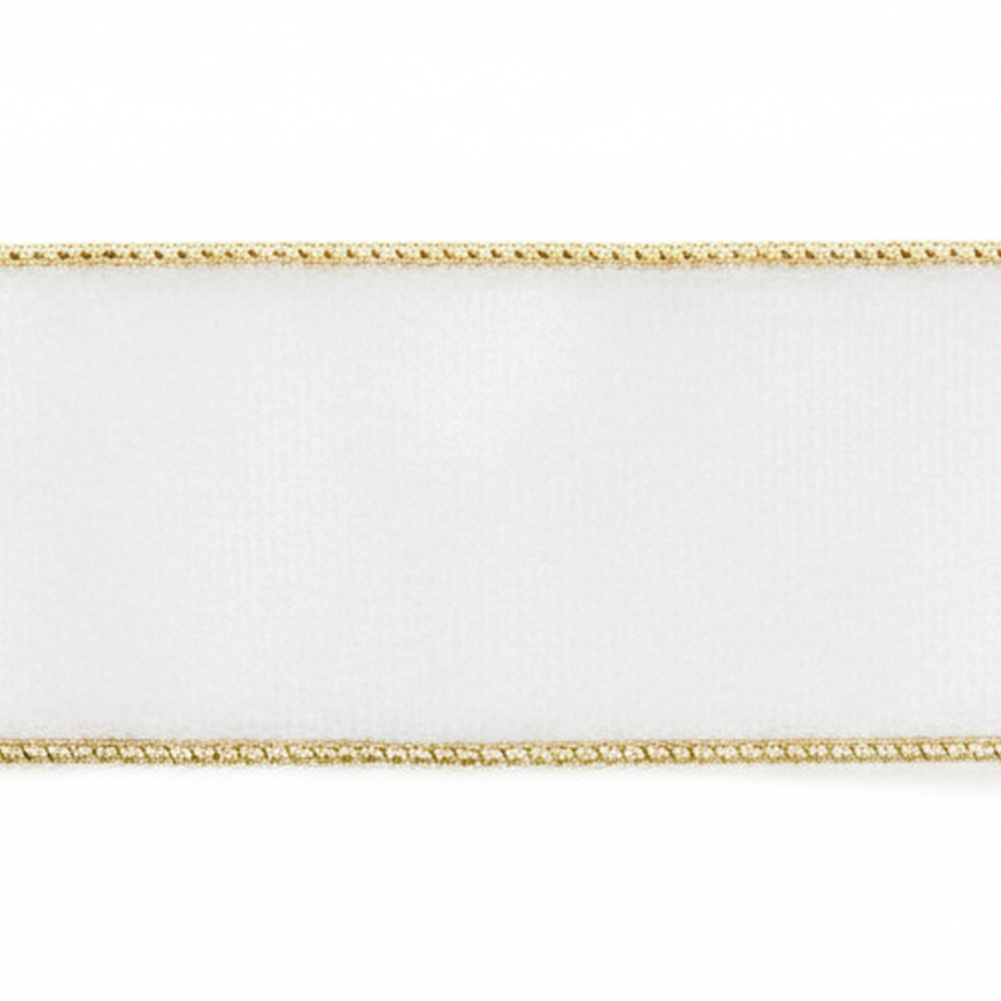 Vickerman 10 Yds Velvet with Gold Trim/Backing Ribbon., White, 0.2" H x 360" W x 2.5" D