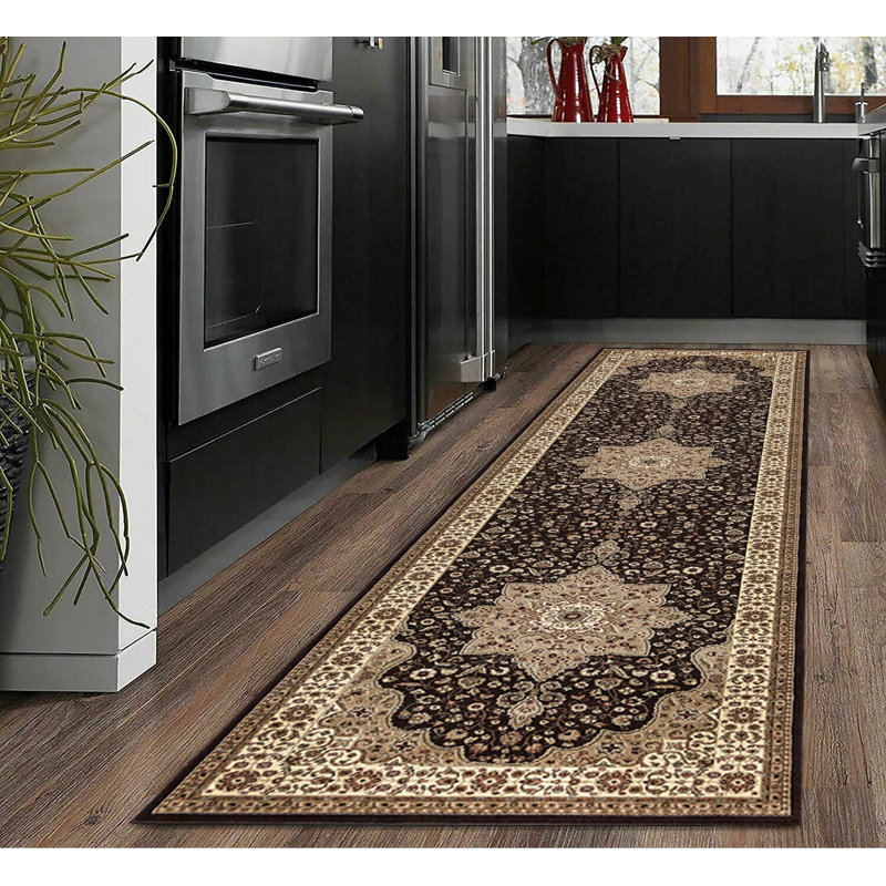 Non Slip Traditional Round Rug 120x120 cm – Turkish Polypropylene Carpet for Living Room, Bedroom & Dining Room