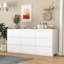 Commode 9 tiroirs moderne en bois blanc mat moderne sans poignée