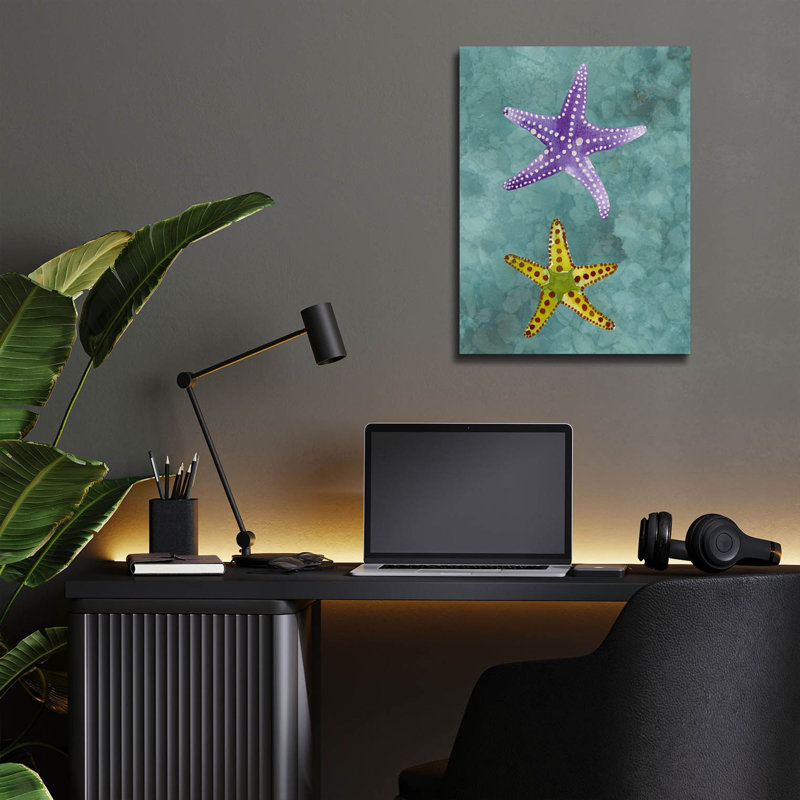 Art mural en verre épique «Twin Starfish 2» par Alicia Ludwig, H 16 po x l 12 po x P 0,13 po