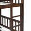 Lit superposé simple en bois d'hévéa avec lit gigogne, convertible en lit simple, lit superposé simple avec échelle et garde-corps, espresso-681700086
