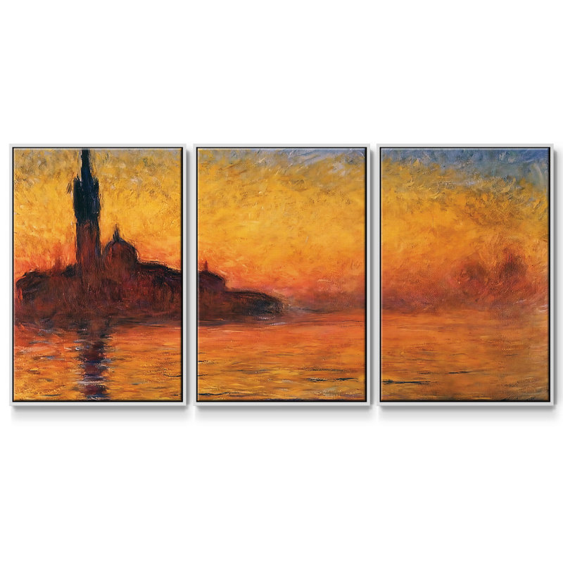Twilight Venice 1908 3 pièces, H 36 po x l 75 po x P 2 po, Blanc