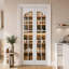 Porte pliante cintrée de 30 po x 80 po à 10 carreaux en verre trempé transparent, âme pleine et finition blanche à base d'eau, idéale pour le placard, le garde-manger et la buanderie. Quincaillerie incluse.-133709204