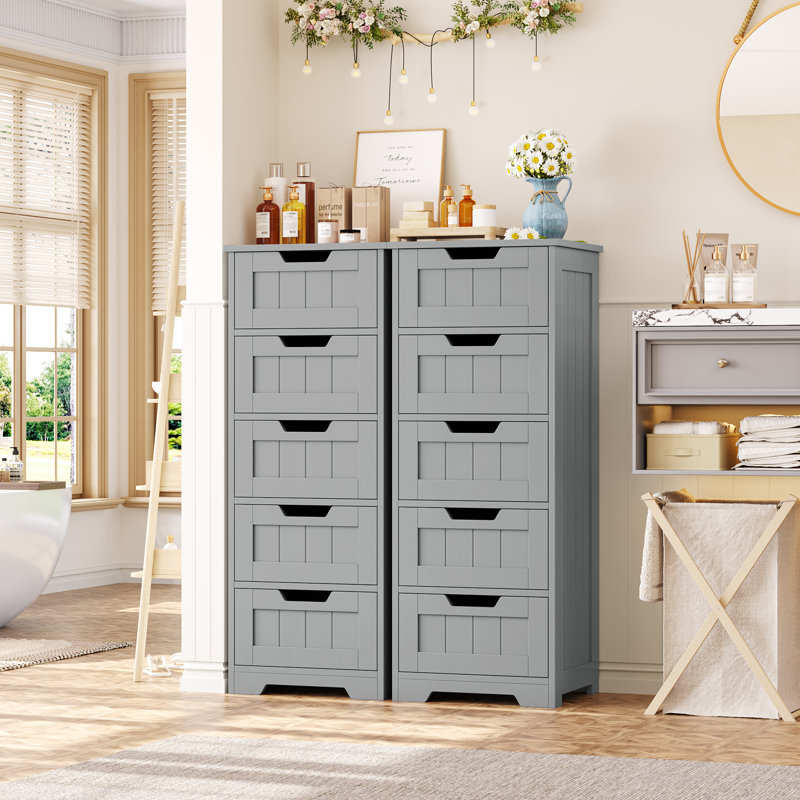15.7" W X 40.1" H X 11.8" D Free-standing Linen Cabinet (set Of 2), Gray
