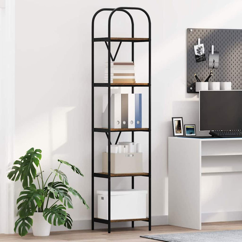 Bookshelf Engineered wood Modern Freestanding Bookshelves Organizer, Smoked Oak