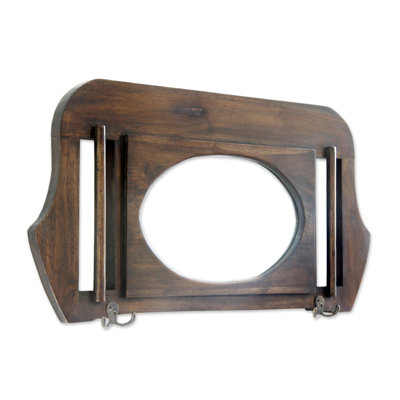 Derk Wood Wall Mirror with Hooks