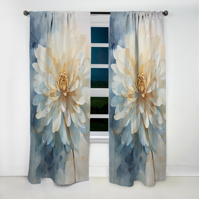 Rideau occultant blanc et bleu Dahlia