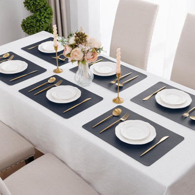 Faux Cowhide Leather Placemats Set
