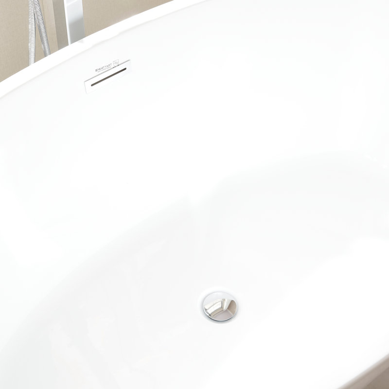 Baignoire autoportante en acrylique, Blanc / chrome poli, H 22,8 po x l 31,9 po x L 55,1 po