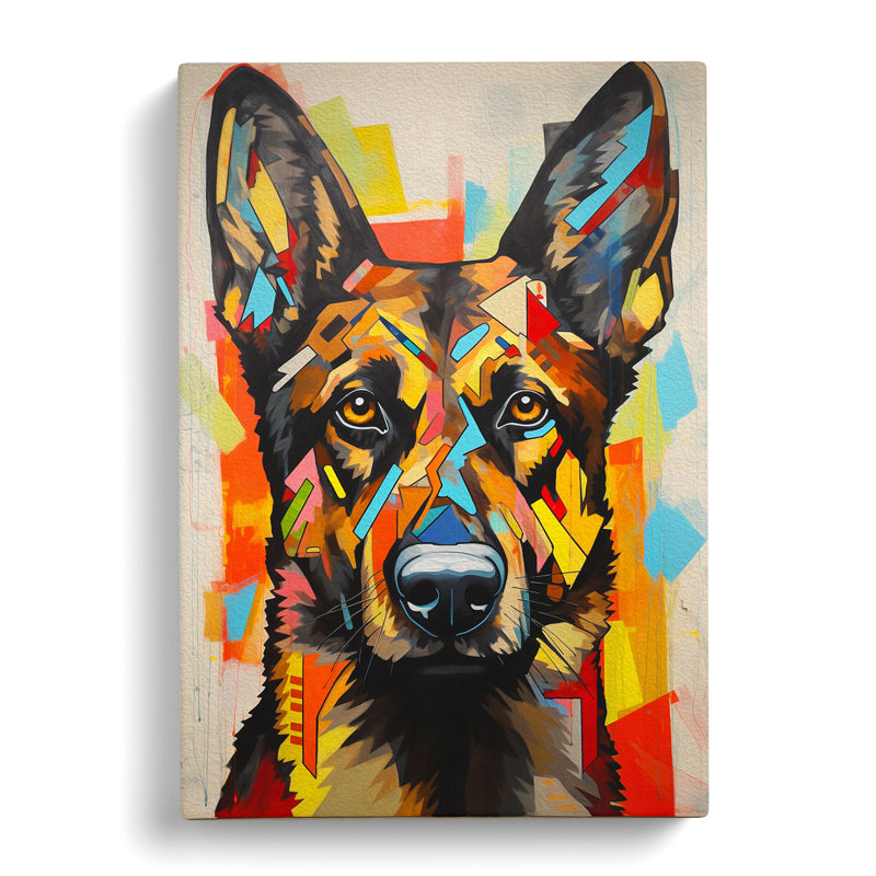 German Shepherd Expressionism - Wrapped Canvas, 76cm H x 50cm W x 3cm D
