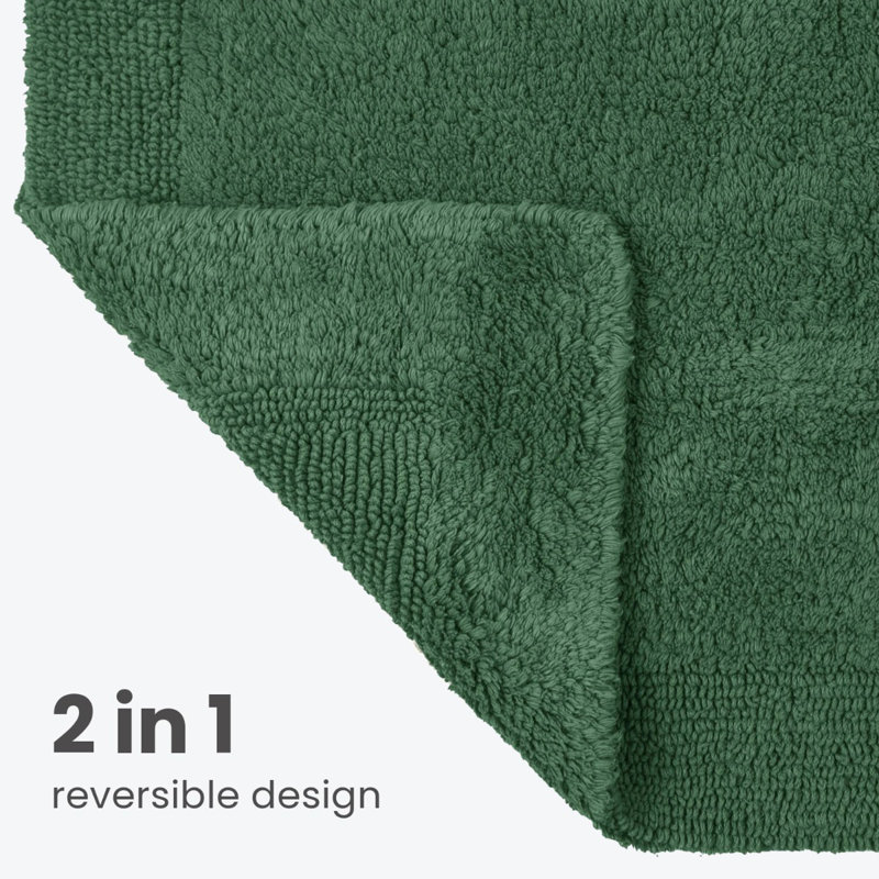 100% Cotton Bath Mat and Pedestal Mat Set, Green