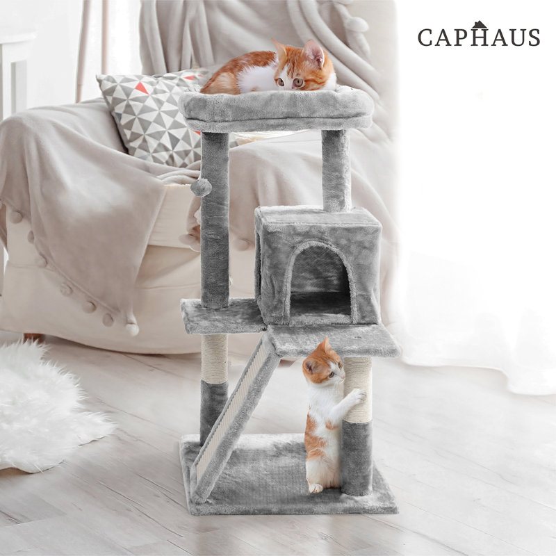Beige 37-Inch Multi-Level Cat Tree with Sisal Scratching Posts