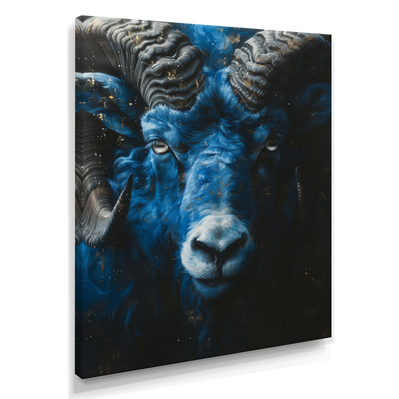 «Blue Gray Astrology Celestial Courage Aries», reproduction d'art astronomique murale, Toile tendue, H 30 po x l 40 po