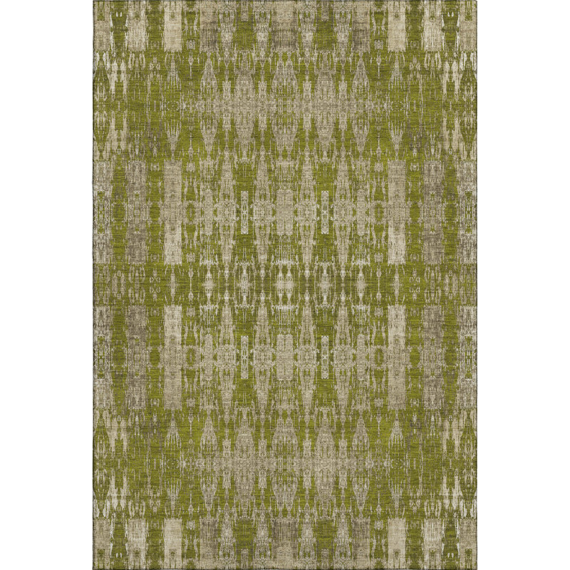 Premium Machine Washable Cerrito AMF580 Olive, Rectangle 5' x 7'6"