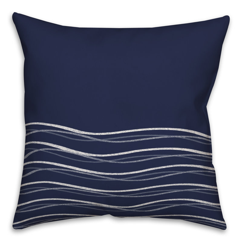 Abstract Throw Pillow, 18" x 18", Navy