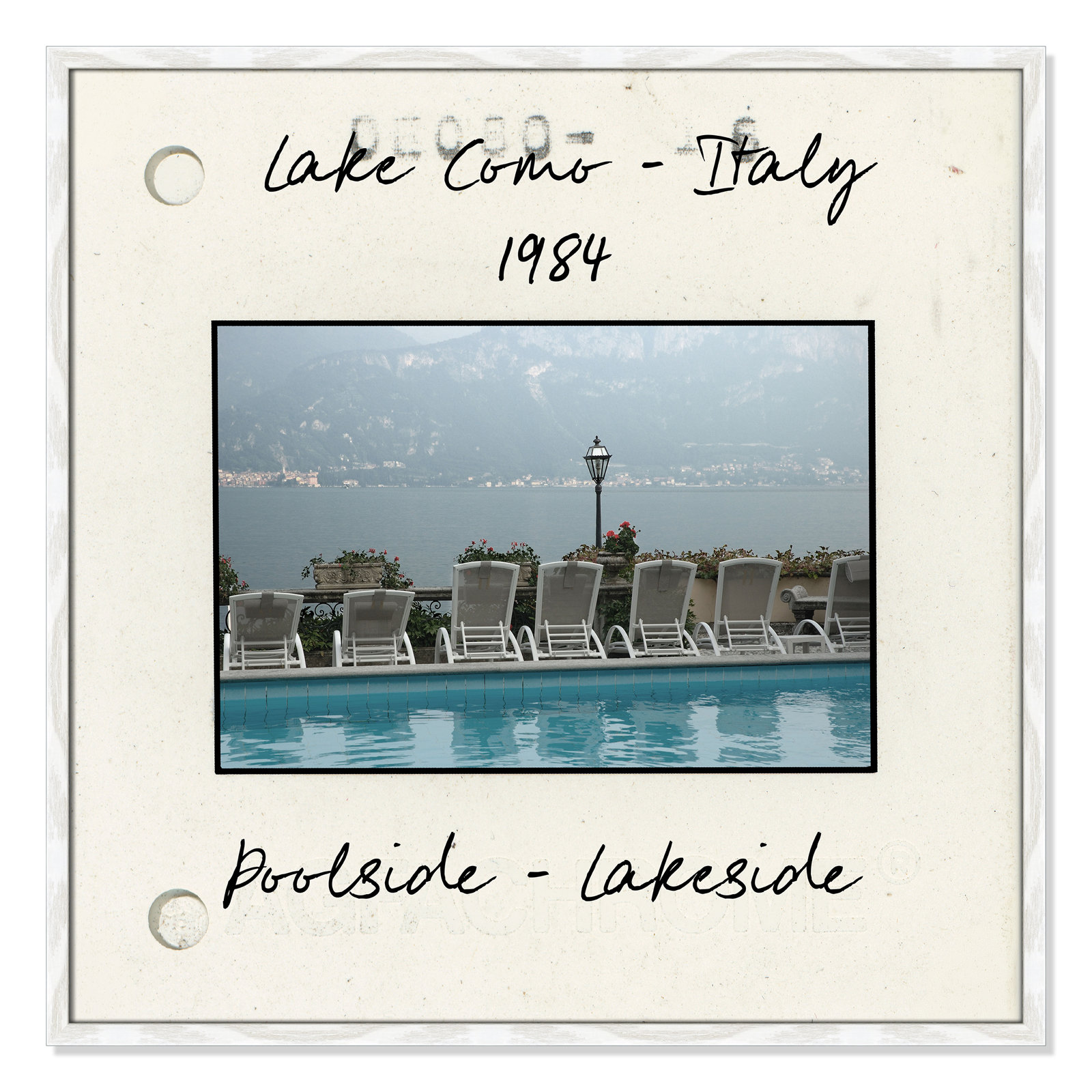 Travel Slide Collection "Lake Como, Italy" Print, White Single Picture Framed Paper, 32" H x 32" W x 0.75" D