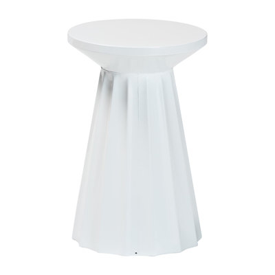 Baxton Studio Ulmer Metal Scalloped Side Table – Modern Round Accent Table For Indoor Or Semi-Outdoor Use