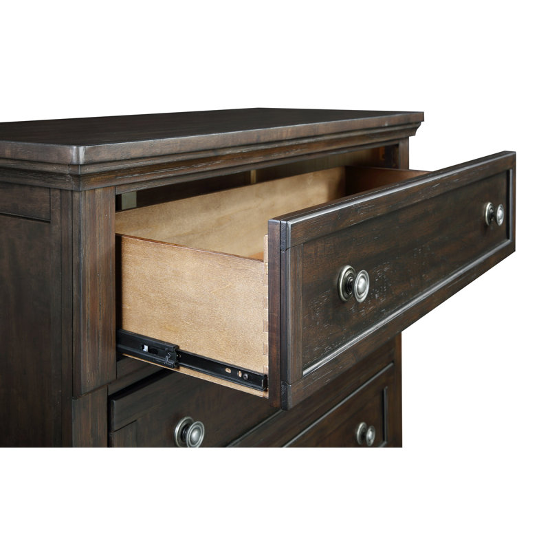 Kynsleigh 40'' W 5 - Drawer Dresser, Brushed Brown Acacia