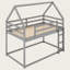 Lit superposé simple au-dessus de simple avec échelle, structure en pin massif, conception de maison de jeu pour enfants, mobilier de chambre peu encombrant-155979062