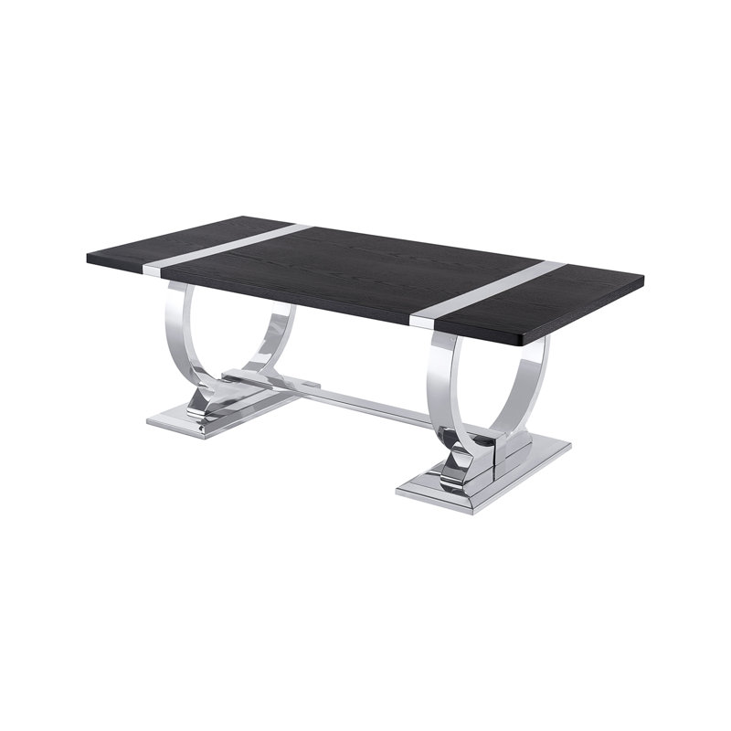 Table basse rectangulaire 1 pièce Trestle Base, Noir, argent