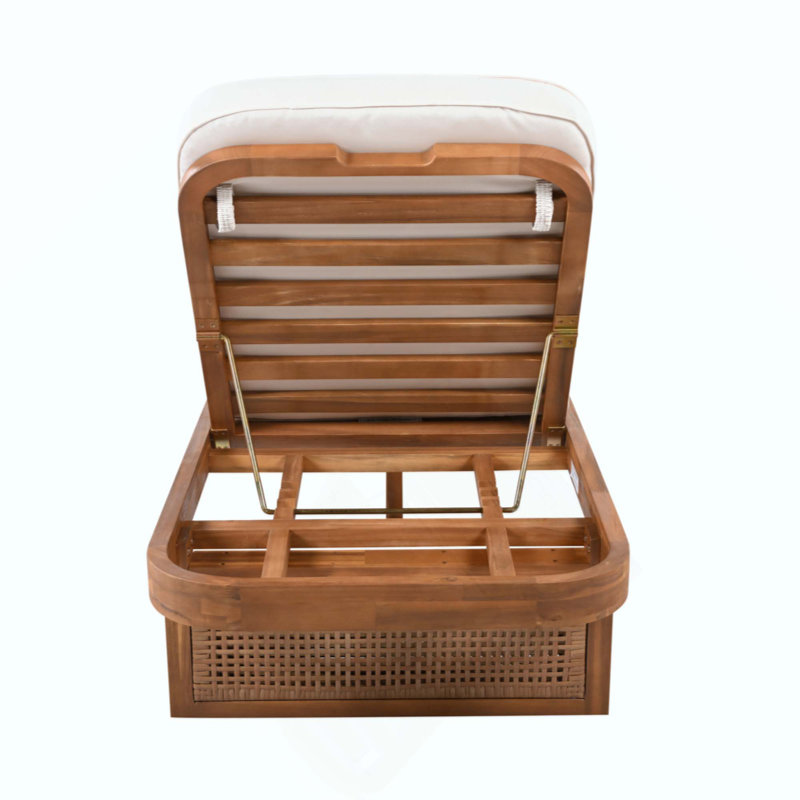 Outdoor Lounge Chair - Acacia Wood & PE Rattan Design With Cushion, MP4, 4