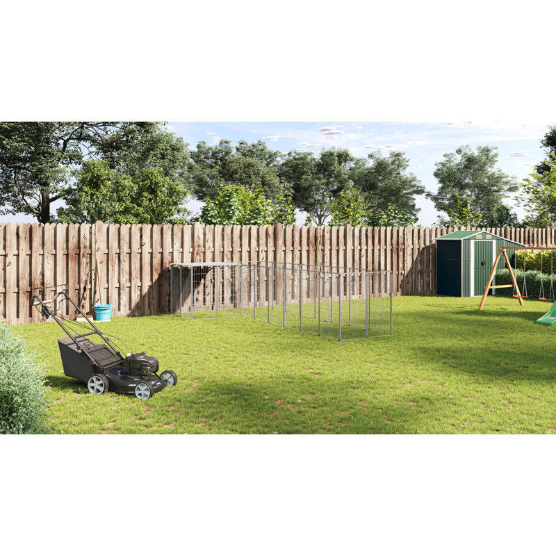 Dog Kennel, Silver, 43.3'' H x 173.2'' W x 86.6'' D