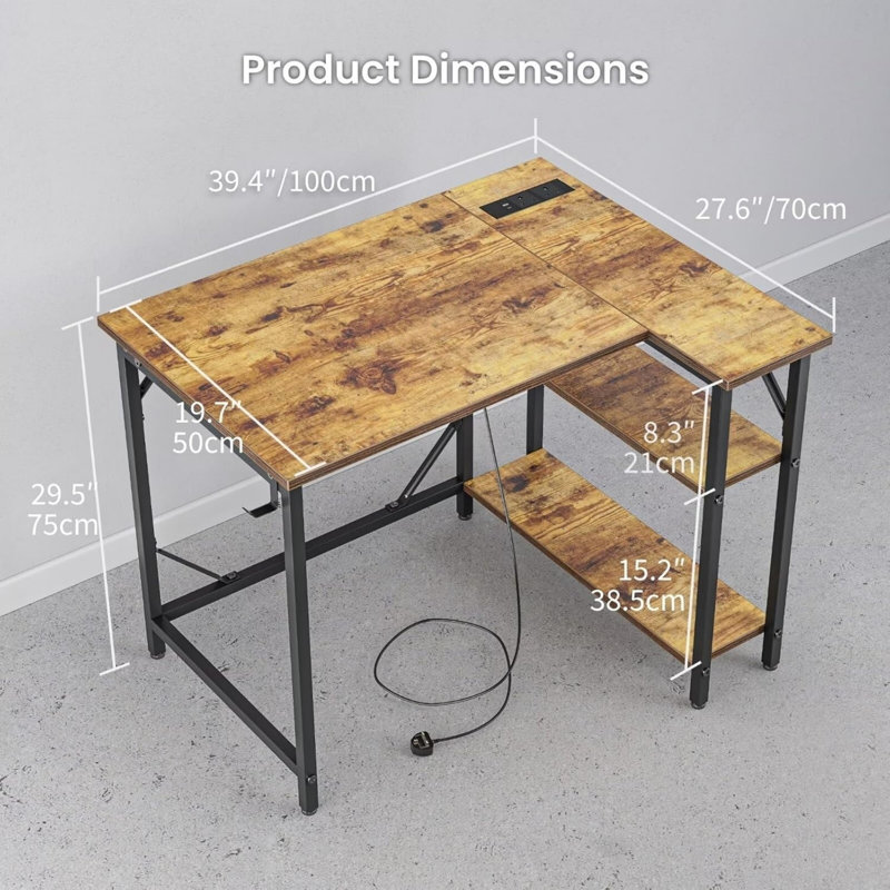 MDF Steel Computer Desk, Brown/Black
