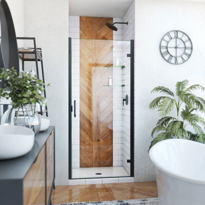 DreamLine Alliance Swing 33 - 34 inch W x 72 5/8 inch H Semi-Frameless Swing Shower Door in Matte Black
